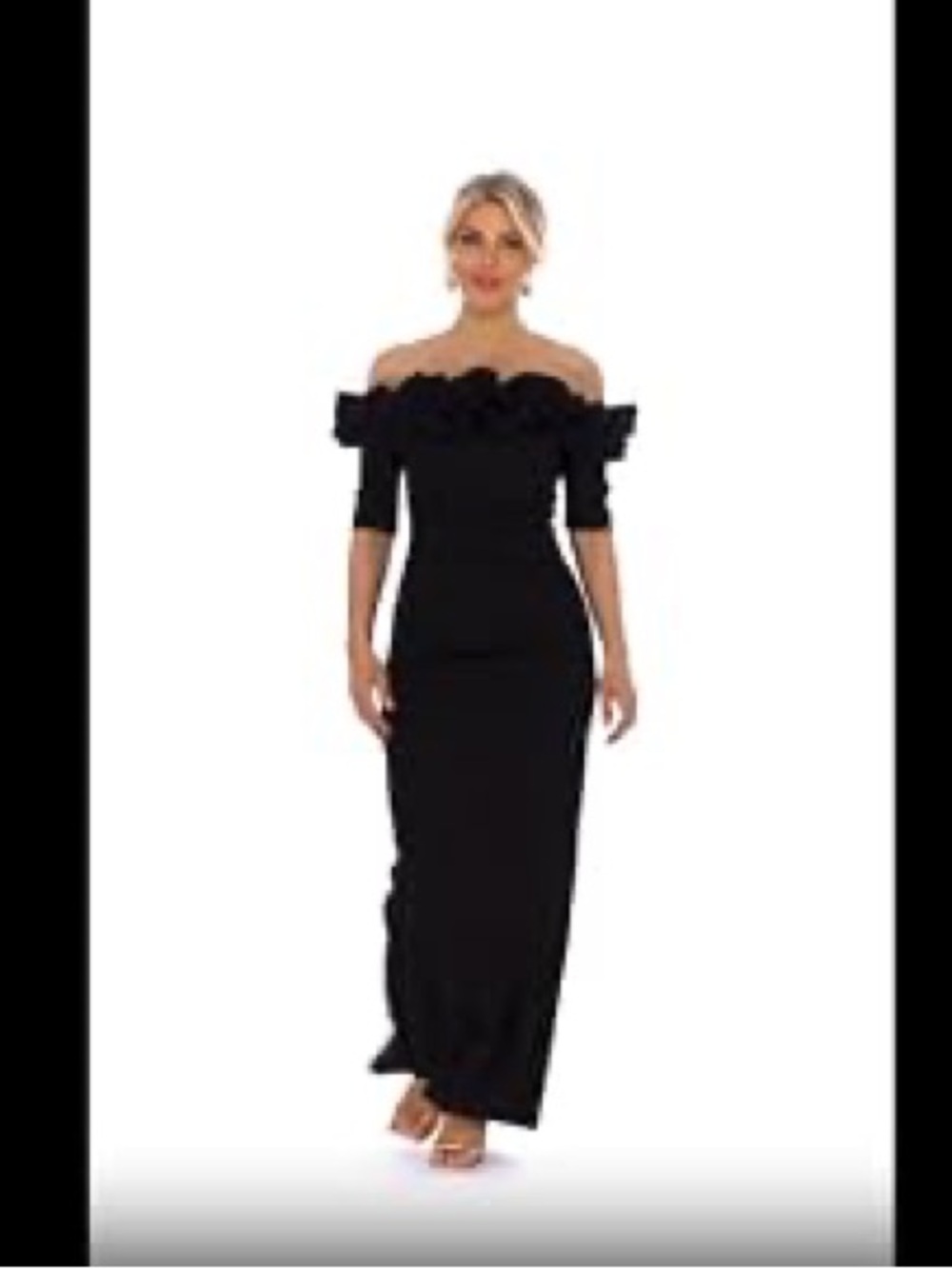 Xscape off the Shoulder Crepe Sheath Gown in Pine - Size 12 Petite